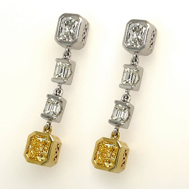 Fancy Yellow Diamond Dangle Earrings