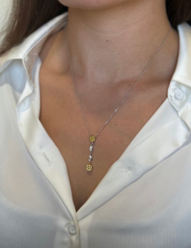 Fancy Yellow Diamond Dangle Necklace