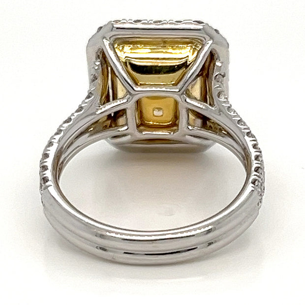 7.02 ct Fancy Yellow Radiant Cut Diamond Engagement Ring