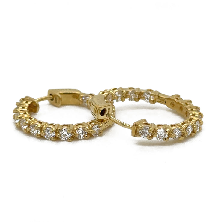 1.7 CTW Diamond Hoops in 18K Yellow Gold