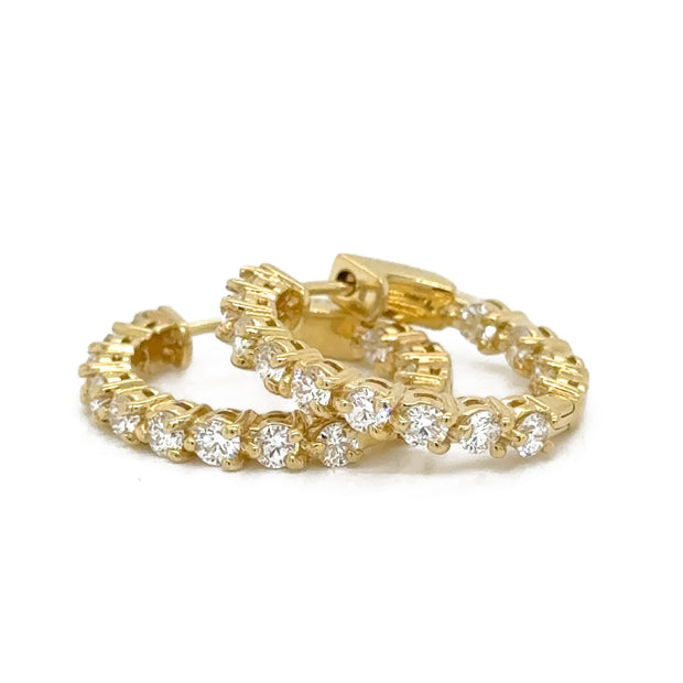 1.7 CTW Diamond Hoops in 18K Yellow Gold