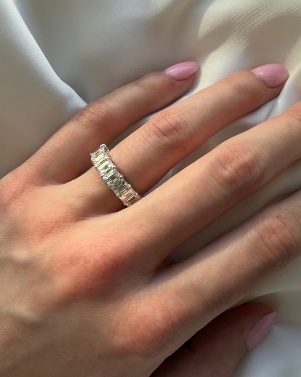 Emerald Cut Diamond Half Eternity Band