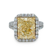 7.02 CT Fancy Yellow Radiant Cut Diamond Engagement Ring