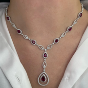 8.88 CTW Natural Burmese Ruby and Diamond Necklace