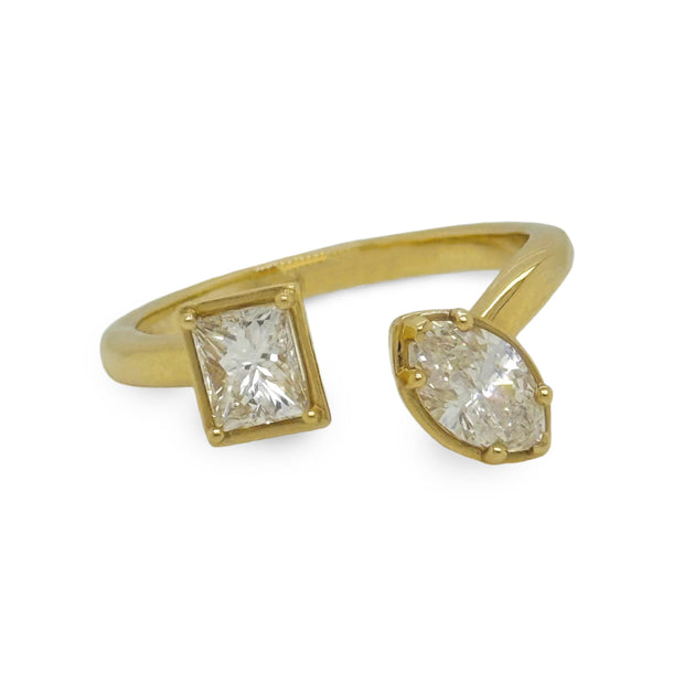 Marquise and Radiant Cut Diamond Bypass Ring