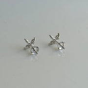 Back of marquise diamond flower earrings in white gold setting
