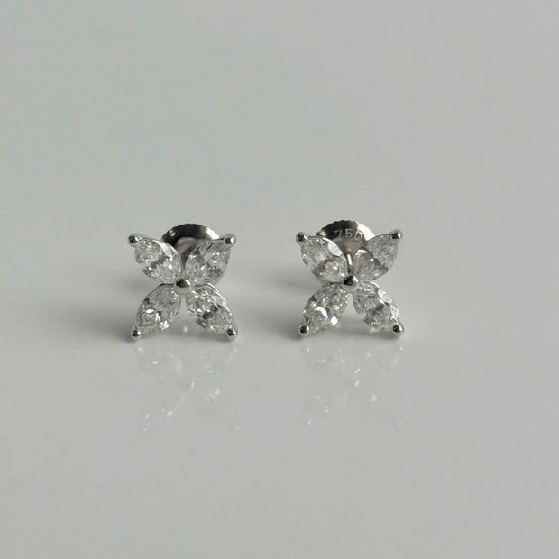 Detailed view of 1.34 CTW marquise diamond stud earrings with certification

