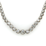 Natural 12.0 CTW Round Brilliant Diamonds Set in 18K White Gold Graduated Necklace