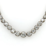 Natural 12.0 CTW Round Brilliant Diamonds Set in 18K White Gold Graduated Necklace