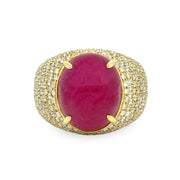 17.35ct Cabochon Ruby and Diamond Ring