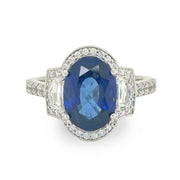 3.49CT Oval Cut Sapphire and Diamond Ring