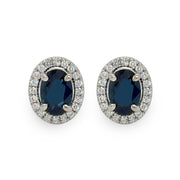 1.28 CTW Oval Sapphire Stud Earrings set in 18K White Gold