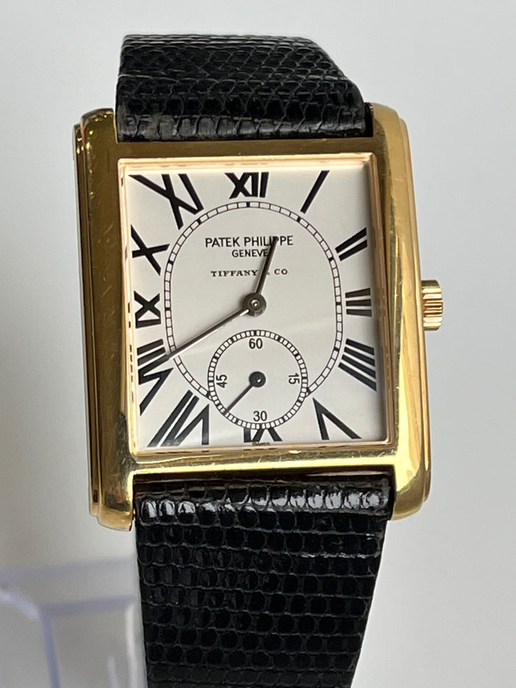 Front view of double signed Patek Philippe and Tiffany & co.