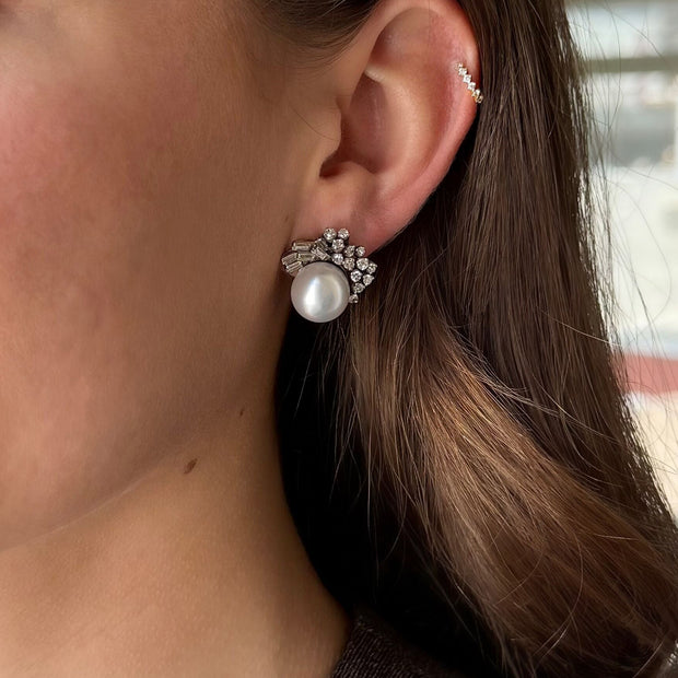 Mother of Pearl Diamond Earrings