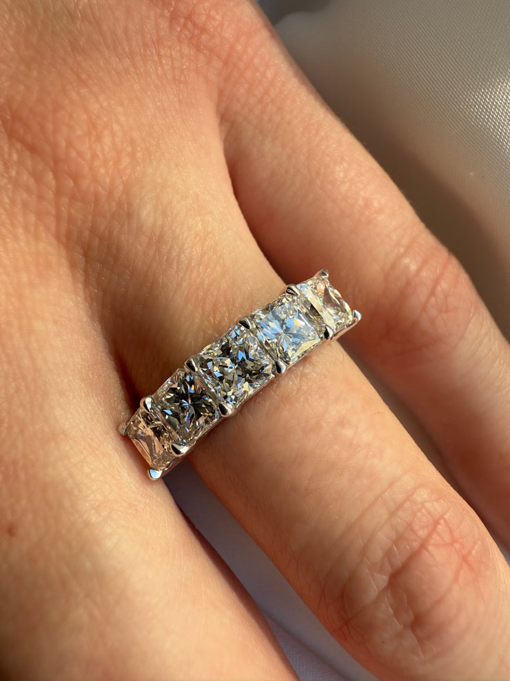 Radiant Cut Diamond Half Eternity Band