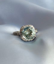 4.54 CT Aquamarine & Natural 1.90 CTW Diamonds Estate Ring in 14K White Gold