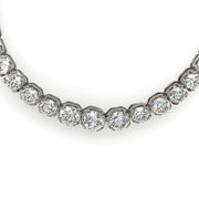 Natural 17.15 CTW RB Diamonds Set in 18K White Gold Tennis Necklace 17in"