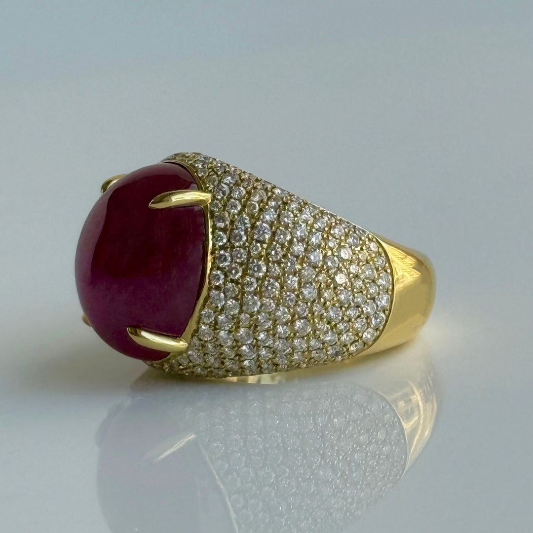 17.35ct Cabochon Ruby and Diamond Ring – Jahan Diamond Imports