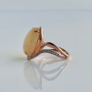 Natural Opal 6.30 CT with Natural Diamonds 0.23 CT set in 14K Rose Gold