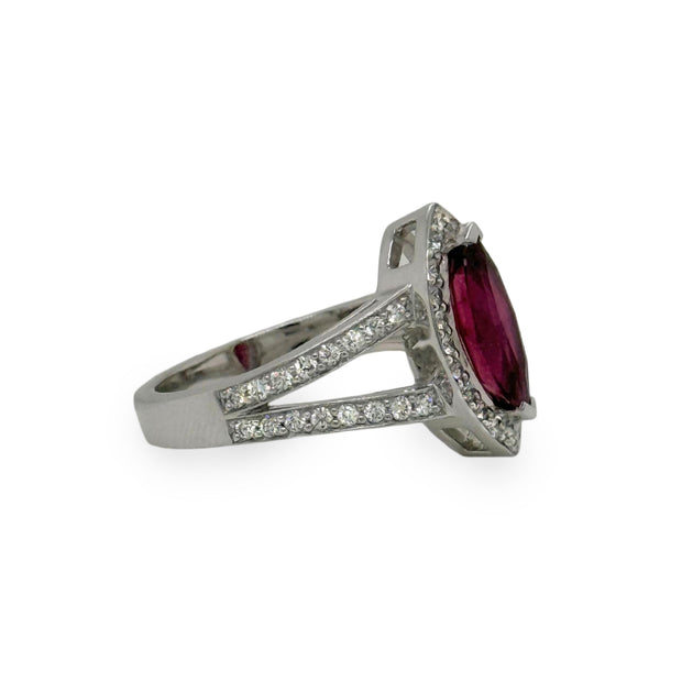 Marquise Pink Tourmaline Halo Ring