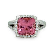 3.44 CT Tourmaline and .34 CTW Diamond Two Tone Ring