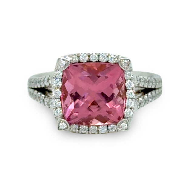 3.44 CT Tourmaline and .34 CTW Diamond Two Tone Ring