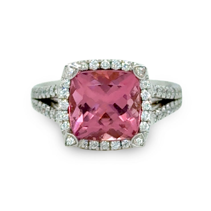 3.44 CT Tourmaline and .34 CTW Diamond Two Tone Ring