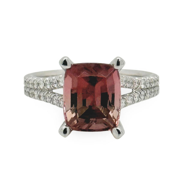 Pink Tourmaline Split Shank Ring