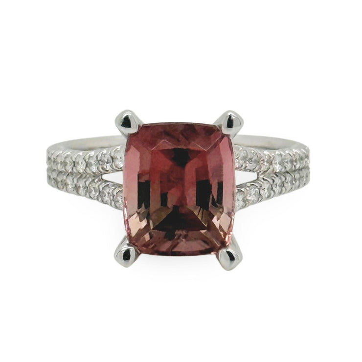 Pink Tourmaline Split Shank Ring