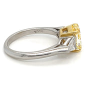 Platinum 18K Yellow Gold 2.15 CT Fancy Yellow Radiant 0.60 CTW Kite Diamonds