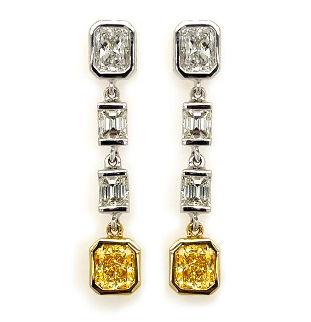 Fancy Yellow Diamond Dangle Earrings