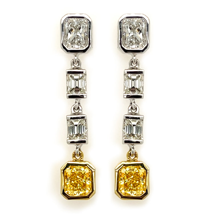 Fancy Yellow diamond dangle earrings