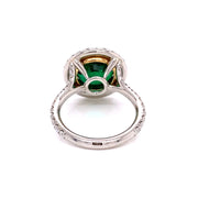 3.65 CT Emerald and 1.20 CTW Diamond Ring, GIA Certified set in Platium