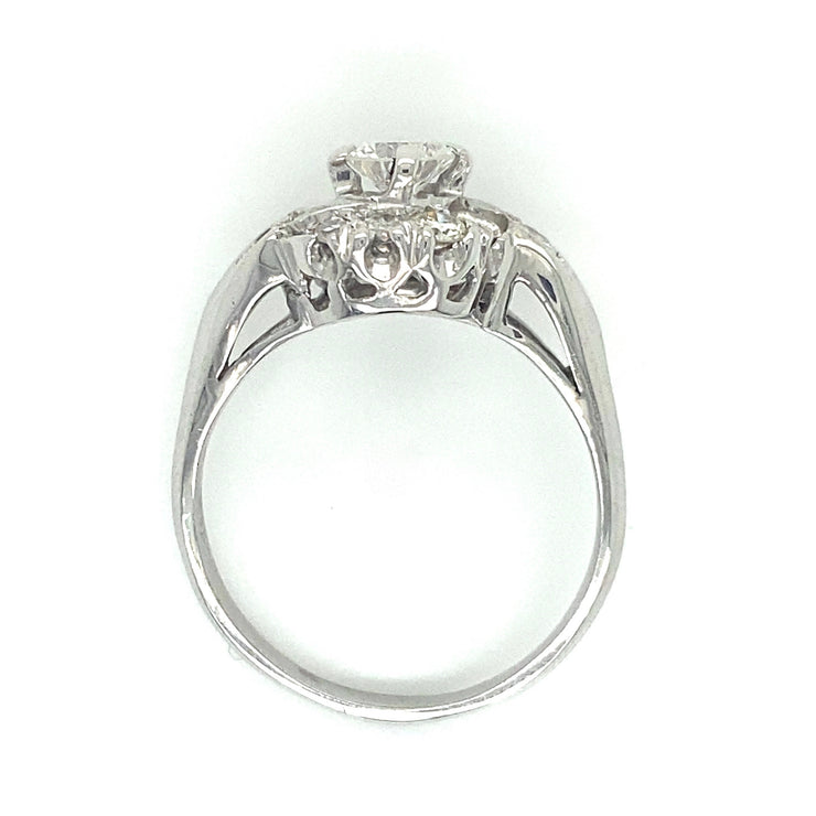 Antique 0.36 ct Round Brilliant Diamond Engagement Ring set in 14k White Gold