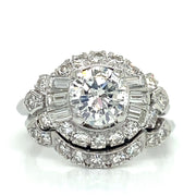 Approximate 1.25 ct Round Brilliant Diamond Engagement Ring with Diamond Band set in Platinum