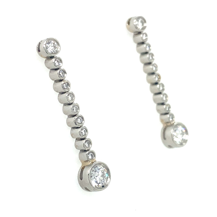 1.20 ctw Round Brilliant Diamond Dangle Drop Earrings set in Platinum