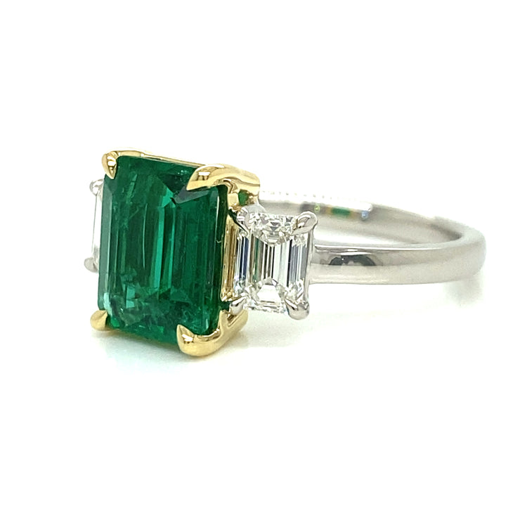 2.06 ct Emerald with 0.81 ctw Emerald Cut Diamonds Ring