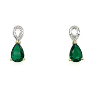 1.47 ctw Pear Shaped Emeralds with 0.40 ctw Diamonds set in 18k Yellow and White Gold