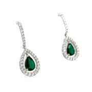 1.03 ctw Pear Shaped Emeralds with 0.46 ctw Diamonds set in 18k White Gold