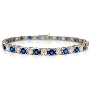 7.70 ctw Blue Sapphire and 4.68 ctw Diamond Tennis Bracelet