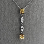 Fancy yellow diamond dangle necklace