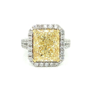 7.02 ct Fancy Yellow Radiant Cut Diamond Engagement Ring