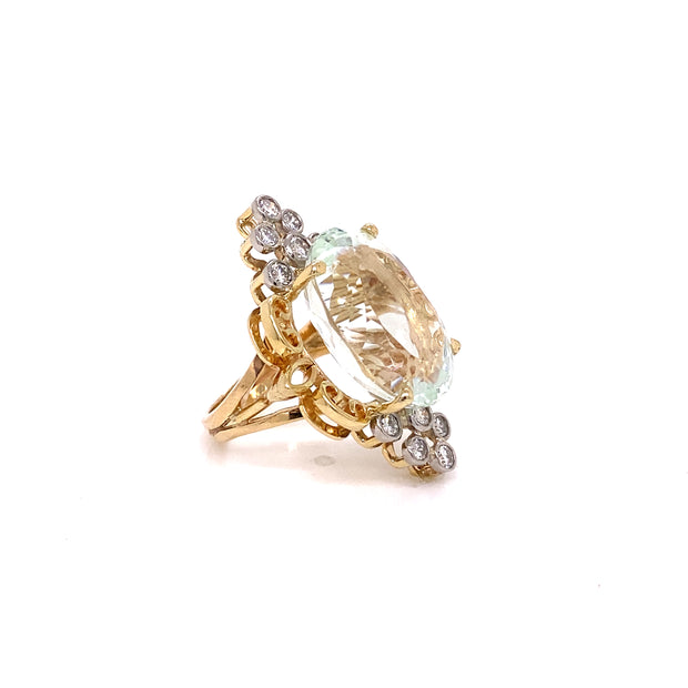 16.84 CT Aquamarine with 0.4 CTW Diamond Estate Ring