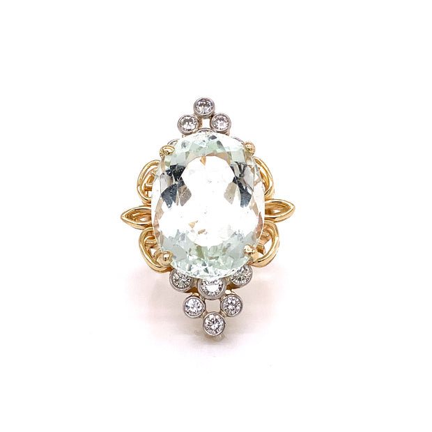 16.84 CT Aquamarine with 0.4 CTW Diamond Estate Ring