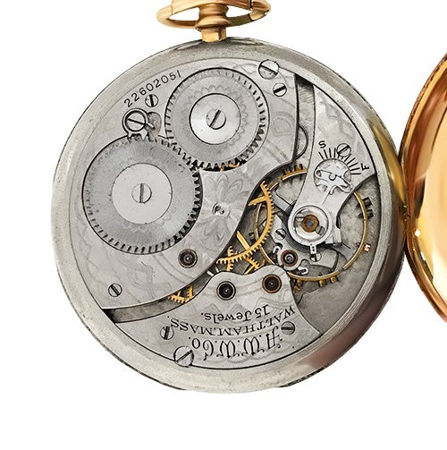 A timeless American classic with Arabic numerals and a reliable 15-jewel movement, housed in a solid gold case.