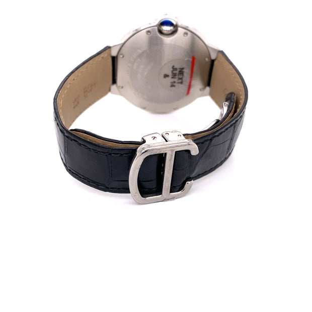 Shown here is a deail of the fold over deployment closure on an original black croc strap.