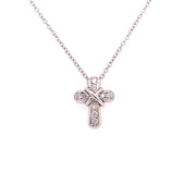 Diamond cross pendant shown in detail. 
