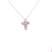 Round brilliant natural diamond cross pendant necklace.