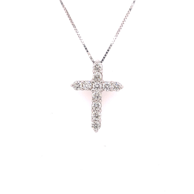 Stunning 1.00ct diamond cross pendant in white gold.
