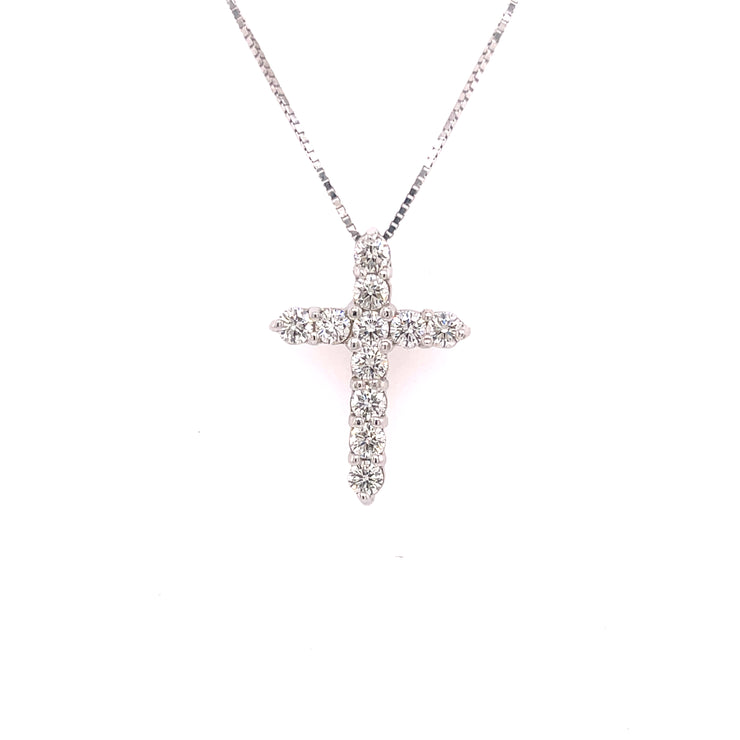 Stunning 1.00ct diamond cross pendant in white gold.